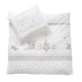 roba Babybettwäsche 80 x 80 cm - Sternenzauber - Wiegenbettwäsche Baby Set 2 teilig - Decken & Kissenbezug mit Stern Motiv für Mädchen & Jungen - Baumwolle - Weiß