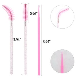200PCS Disposable Mascara Wands Eyelash Brush and Micro Applicator Brush , Makeup Applicators Brushes Tools Kit for Eyelash Extension Pink