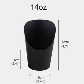 50Pcs Black Charcuterie Cups, 14oz Take-out French Fries Holder Disposable French Fry Cups Wedding Food Trays Paper Cones for Food