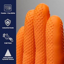 Adenna Catch - Guantes de nitrilo sin polvo (8 mil, 100 unidades), color naranja, Anaranjado, XX-Large (1pack)
