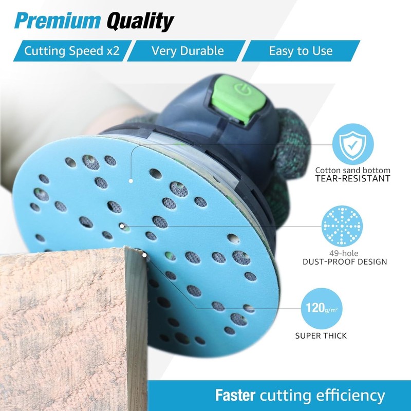 6 Inch 49 Hole Sanding Discs 80 Grit Hook and