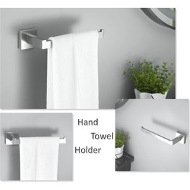 SHUNLI Toilet Roll Holder Hand Towel Rail, 2 Pieces Bathroom Accessories Hardware Set Wall Mounted Towel Holder Set, Stainless Steel Brushed Nickel