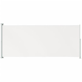 vidaXL Outdoor Privacy Solution - Patio Retractable Side Awning - Tear-Resistant and UV-Protective Polyester Screen with Automatic Roll-Back Function - 86.6"x196.9", Cream and Gray