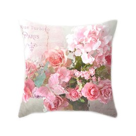 CADANIA Mediterranean Nordic Style Peach Velvet Home Decorative Cushion Cover Colored Rose Flower 3D Digital Printing Throw Pillow Case 10#