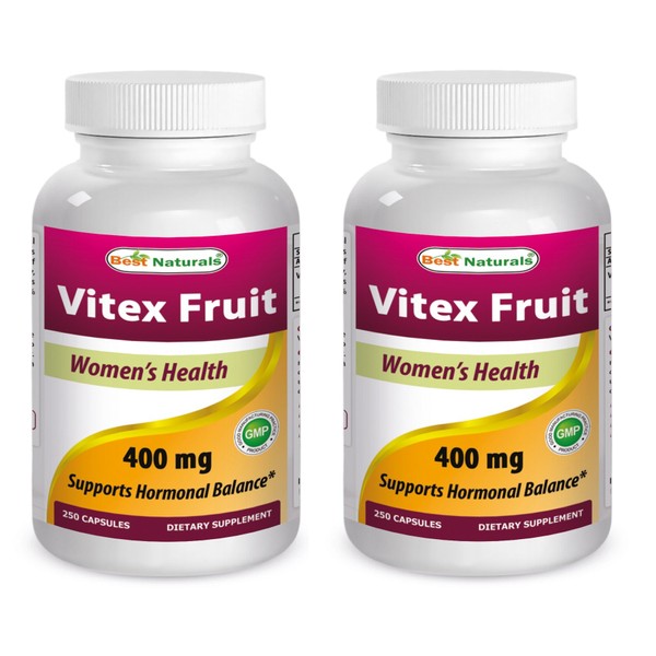 Best Naturals Vitex Chasteberry 400 mg 250 Capsules (Pack of 2)