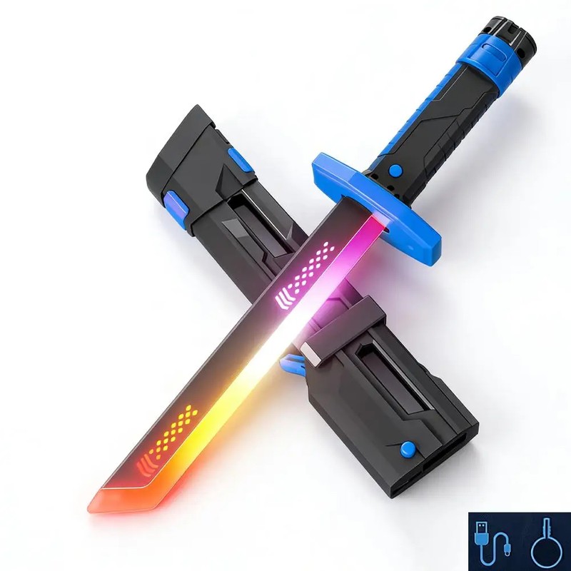 Rainbow Light-Up Space Sword Toy with Sound & Mist Effects