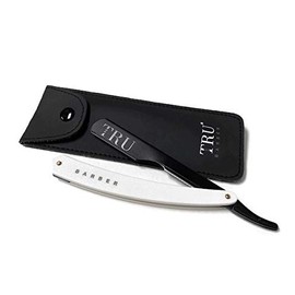TRU BARBER Professional Barber Blade Straight Razor, Straight Blade Razor with 1.5mm Blade Exposure - Durable Straight Edge Razor, Single Edge (Black/White)