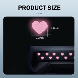 Merdege 10 PCS Car Heart Stickers, Super Reflective Crystal Grid Love Decals, Patches Scratch Waterproof Stickers, 2.3" x 1.9" Universal for Most Cars (Pink)