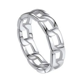 Sterling Silver Chain Ring Size 8 Thumb Rings for Women Men Ring Chain