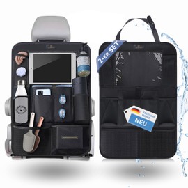 IXXMIND Premium Set of 2 Car Organiser, Children's Backrest Protector, Back Seat Protector, Set of 2, with Tablet Compartment, Car Organiser, Car Accessories, Interior, Back Seat Organiser for Car