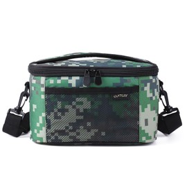 ONTESY Isolierte Lunchtasche, wasserdicht, weich, klein, Kühltasche mit Schultergurt, für Männer, Frauen, Jungen, Mädchen, Kinder, für Arbeit, Schule, Picknick (Camouflage-Pixel)