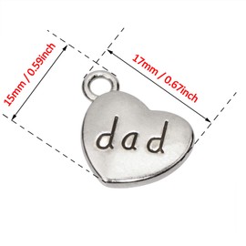Tupalizy 10PCS Love Dad Heart Charms Pendant Beads for Jewelry Making Bracelets Necklaces Earrings Bangles Keychains Accessories DIY Crafts Father’s Day Christmas Birthday Gifts Party Decors, Silver