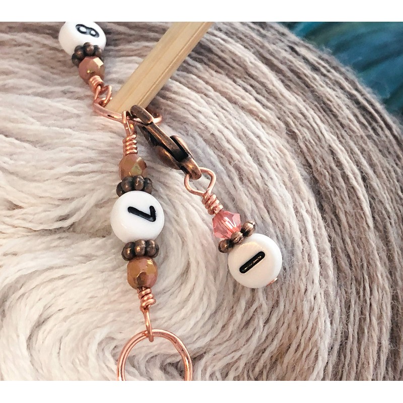 Copper Row Counter Chain for Knitting with Progress Keeper