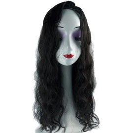 Yfsmyxgs Long Wavy Middle Part Wig for Women Synthetic Curly Wigs Natural Wavy Heat Resistant Wig Big Base 18x18cm Curly Hair Topper 55cm Can Be Free Part.（Right Part Black）