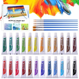 Acrylic Paints, 24 Colors, 15 ml, Acrylic Gouache, Pigment, 30 Piece Set, 6 Brushes, Durable, Quick Drying, Waterproof, Handmade, Easy to Draw, Wood, Egg, Pottery, Fabric, Children's Coloring Book