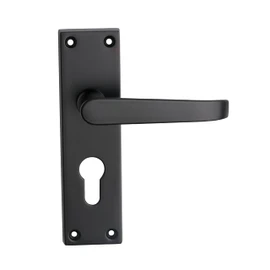 Designer Levers - Victorian Straight Lever Door Handles - Matt Black - 1 Pair - Latch Door Handle - Interior Use - Euro Lock Door Handle