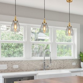 Anmire Clear Seeded Glass Shade, Modern Light Fixture Replacement Globe or Cover with 1-5/8-Inch Fitter for Chandelier Wall Sconce Pendant Light, G0022