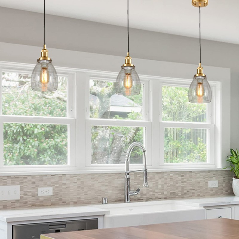 Anmire Clear Seeded Glass Shade, Modern Light Fixture Replacement Globe