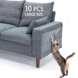 IRWU Cat Scratch Furniture Protector 10 Pack Large Size, Clear Smooth Single Side Furniture Protectors from Cats Scratching Deterrent Tape for Leather Couch/Sofa Corners