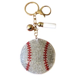 Popfizzy Bling Baseball Keychain for Women and Girls, Rhinestone Baseball Backpack Keychain, Baseball Gifts For Baseball Fans