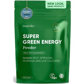 Inspiriko Super Greens Powder with 18 Superfood Powders & Probiotics – 150 GR - Finally Clean Greens with Max Nutrition in Each Serving for Energy Boost, Digestion & Immune Support