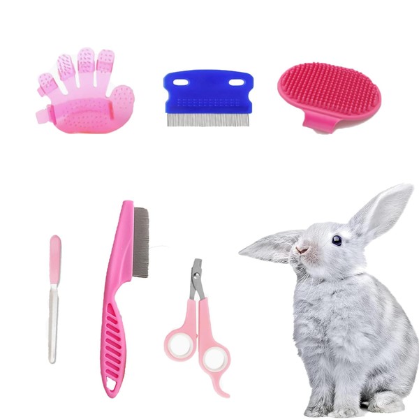 6-Piece Set Rabbit Brush, Rabbit Grooming Kit, Puppy Grooming Kit,