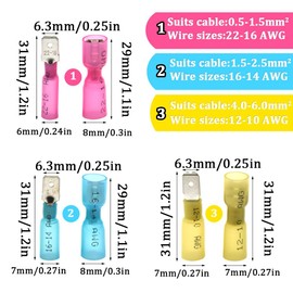 CEEYSEE 120PCS Heat Shrink Female Male Spade Connector Quick Insulated Splice Wire Connectors Set（RSZ)