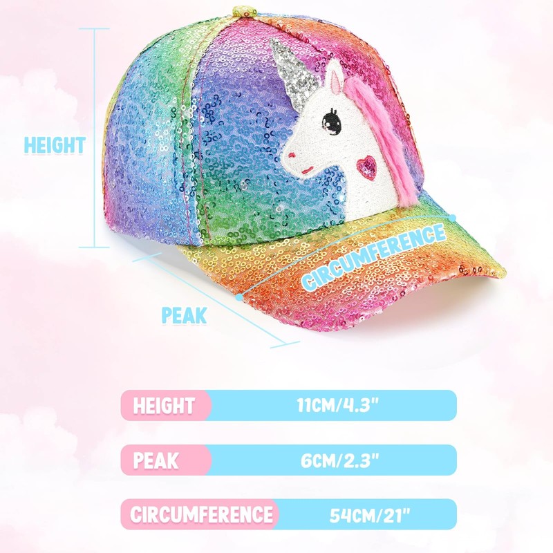 WAWSAM Girls Unicorn Baseball Cap Kids Trucker Hat Youth Cute