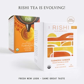 Rishi Turmeric Ginger Tea, Organic Caffeine-Free Herbal Tea Sachet Bags, 15 Count (Pack of 2)