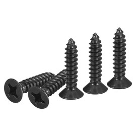 DTGN 100Pcs #12x1-3/4" Flat Head Wood Screws, 304 Stainless Steel Phillips Self Tapping Screws - Good for Woodworking, Furniture - Black