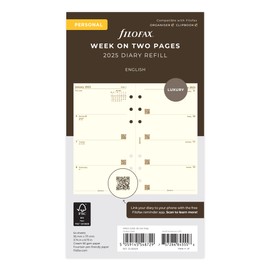 Personal Week on two pages cotton cream English 2025