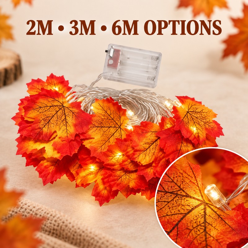 LED Maple Leaf String Lights – Autumn Leaf Garland Decoration
