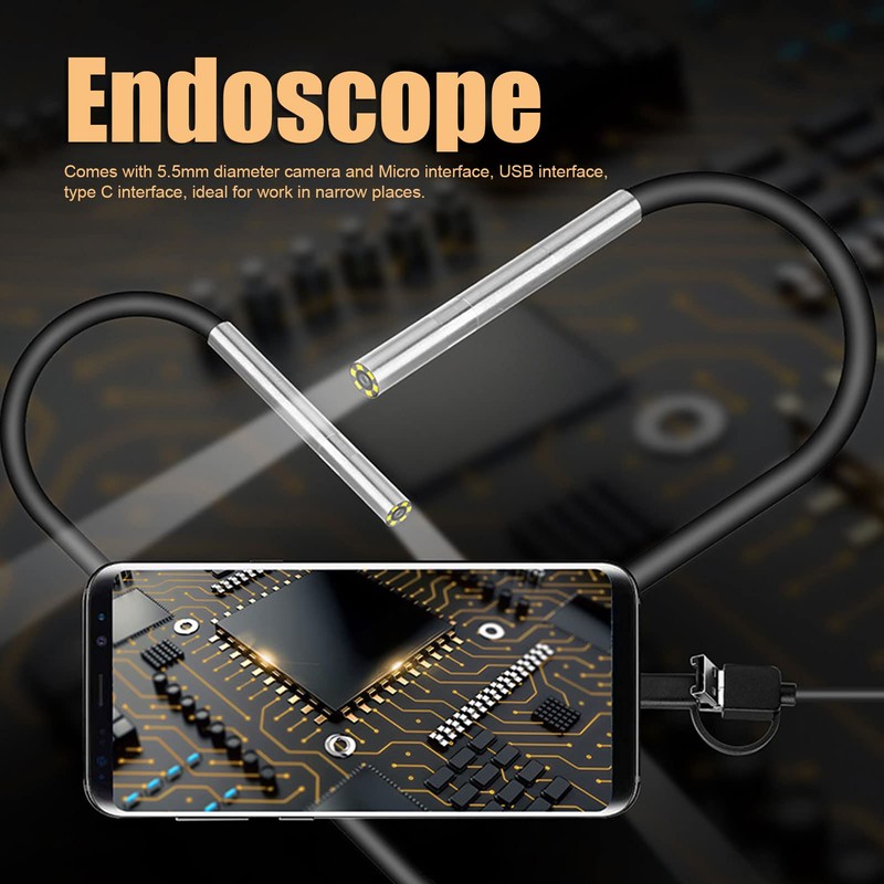 Endoscope 5.5 mm 3-in-1 USB Endoscope Camera Waterproof IP67 Inspection