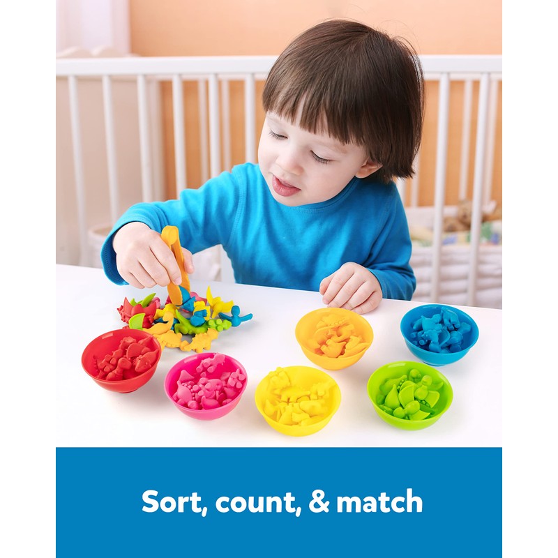 Coogam Counting Dinosaur Sorting Toy Set, Colour Matching Classification Game,