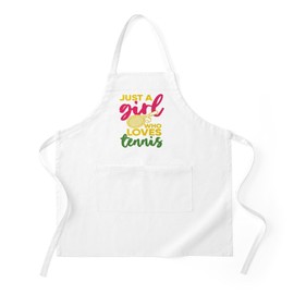 CafePress Tennis Girl Player Loves Tennis Racket Light Kitchen Apron with Pockets, Grilling Apron, Baking Apron