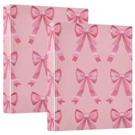 CWUPZAY 3 Ring Binder 1 Pack Coquette Bow Binder with 2 Pockets Design Three Ring Binder with 1.5 inch Round Ring for School or Office Supplies