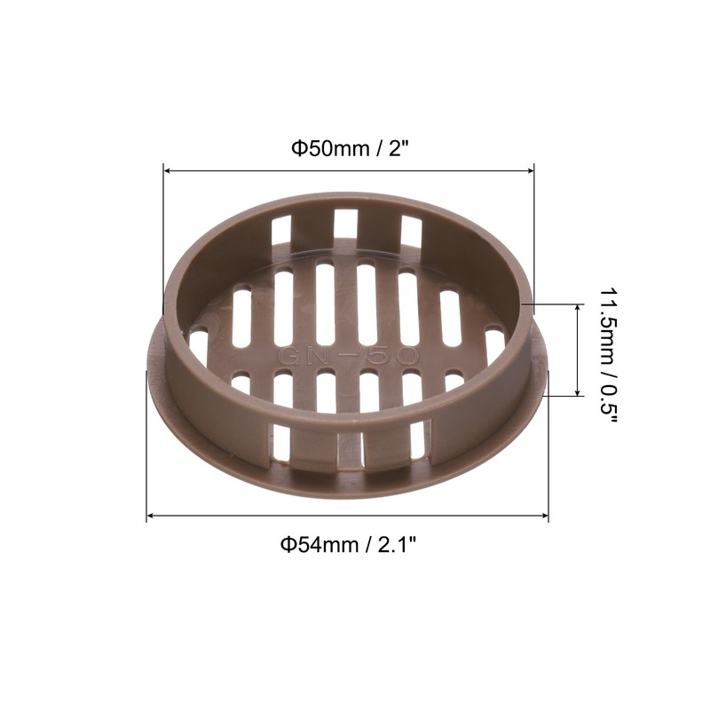 sourcing map 10Pcs 50mm/2in Air Vents Circular Soffit Vents, Drak