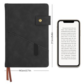 Thboxes Notizbuch A5 Liniert, Journal Notebook mit 180 Blatt/360 Seiten Hardcover PU Leder Notizbuch mit 100gsm Dickem Papier Druckknopf Innentasche Notizbücher Liniert für Büro Schule (Schwarz)