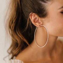 EVER FAITH 2 Pairs 60-100 mm Large Hoop Earrings, Sparkling Rhinestones, Large Hoop Earrings for Women and Girls, Crystal