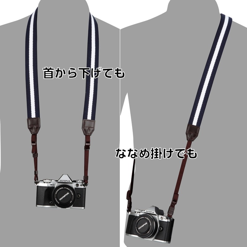 ハクバ HAKUBA カメラストラップ プラスシェル ストライプストラップ30 一眼レフ/ ミラーレス一眼用 ネイビー×ホワイト KST-67ST30NVWT ショルダーストラップ