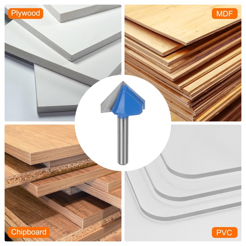 sourcing map Router Bits 1" Dia 1/4" Shank 90 Degree