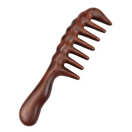 Hair Comb for Detangling - Wide Tooth Wooden Coarse Comb for Curls and Long Hair - No Static Natural Sandal Wood Massage Hair Comb