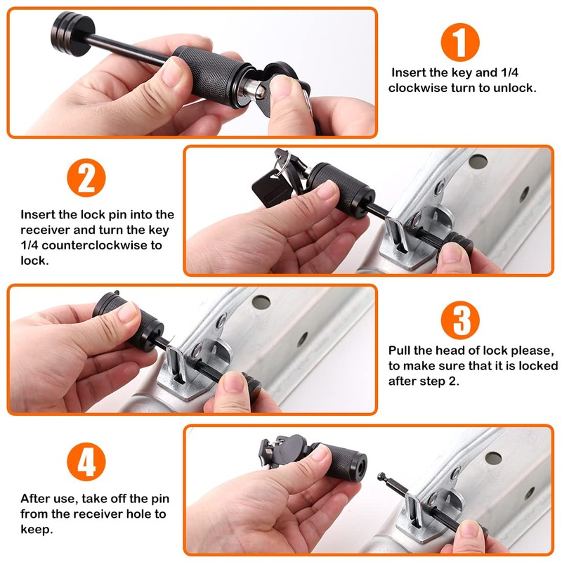 CZC AUTO Trailer Tongue Coupler Lock Keyed Alike Dia 1/4