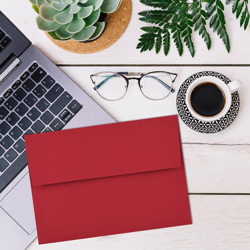 50 Pack A2 Envelopes for Invitations,4.37x5.75 inches,A2 Envelopes Red Self