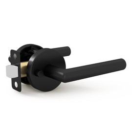 Mega Handles - RAEGEN Privacy I Lever Door Handle Set for Hallway, Closet and Bathroom I Reversible Heavy Duty I Fits All Standard Door Sizes I Screws Included - Black Matte (1 Pack)