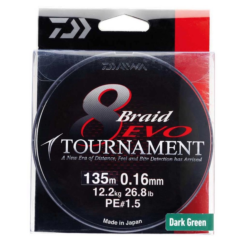 Daiwa Tournament 8 Braid EVO 0.35mm, 35,1kg/77,4lbs 300m dark green