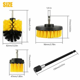 4Pcs Detailing Drill Brush Kit Car Wash Brush Hard Bristle Drill Auto Scrubber Detailing Cleaning Tool