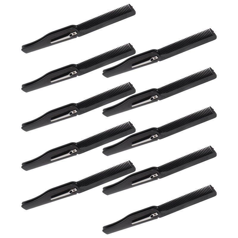 10Pcs Folding Comb Black Fine Teeth Durable Plastic Pocket Size