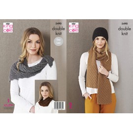 King Cole Ladies Double Knitting Pattern Womens Wrap Snood Hat & Scarf (5490)