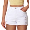 GOBLES Women's Summer Casual Mid Waist Denim Shorts Stretchy Ripped
